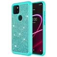 thumbnail image 4 of for T-Mobile Revvl 5G with Temper Glass TPU Hard Phone Case Glitter Shock proof Edge Scratch Shield Hybrid Layers Slim Bumper Cover (Teal), 4 of 4
