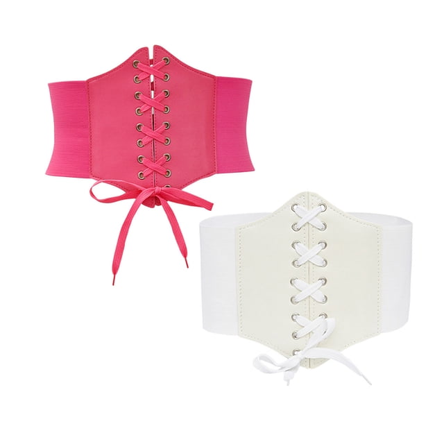 Corsé moldeador de cintura para mujer, 2 piezas, color sólido, estilo ancho, correa ajustable, estilo corte, 68 cm, faja de PU para mujer