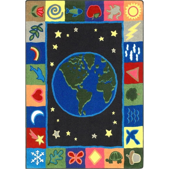 Joy Carpets Kid Essentials EarthWorks 7'8" x 10'9" Area Rug in Color Multi
