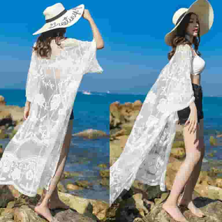通販 Summer Women RABBITH Embroidery See Cardigan Kimono Lace Clothing