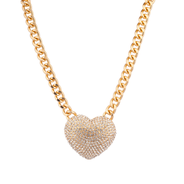 Lux Accessories Lux Accessories Large Pave Crystal Heart Chain Link
