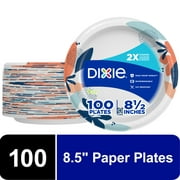 Dixie Paper Plates, 8.5 inch, 100 Count, 2X Stronger*, Multicolor, Disposable Plates