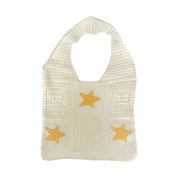 MDUKONU Crochet Knit Tote Bag for Women, Boho Mesh Shoulder Bag, Summer Beach Vacation Travel Handbag