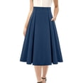 thumbnail image 3 of Women's Retro Swing Skirt with Hidden Side Pockets and Full Circle Hem, Soft Stretch Fabric for All Day Comfort Blue S, 3 of 8