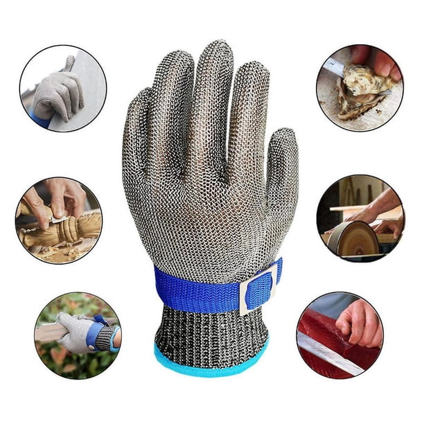 Guantes resistentes a cortes talla L, seguro de trabajo resistente a cortes de grado 5, guantes de hierro y alambre de acero inoxidable 316