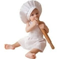 thumbnail image 5 of MEZZALL Baby White Chef Photography Prop Baby Photo Props Outfits Hat Apron Chef Classic Dailywear, White, 6-12 Months, 5 of 8
