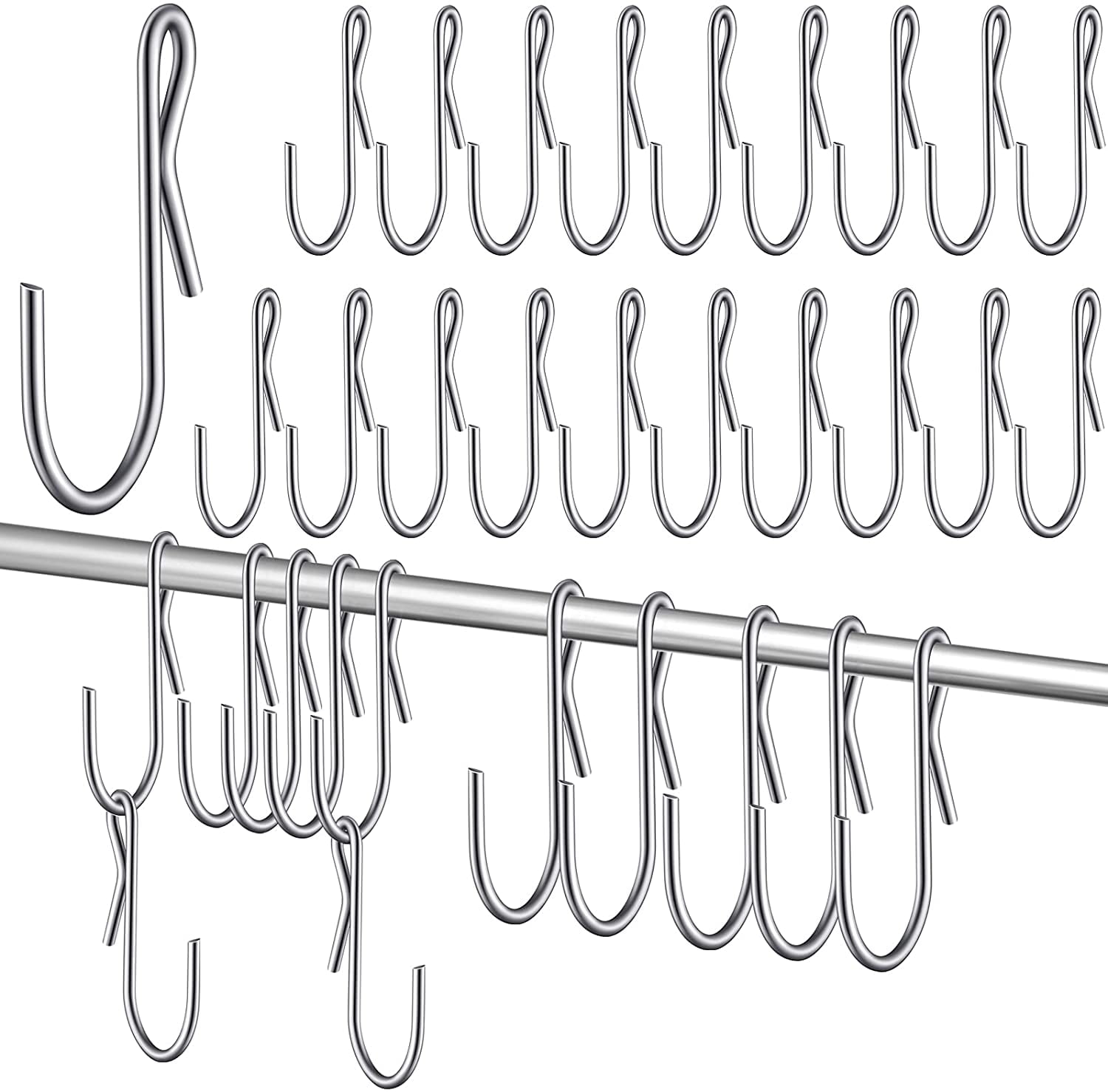 4 40 Chrome Assorted Slatwall Metal Hooks 6 & 8-10 Each Multi Size Hook Bundle 2 