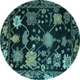 thumbnail image 1 of Ahgly Company Indoor Round Abstract Light Blue Modern Area Rugs, 3' Round, 1 of 4
