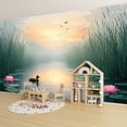 thumbnail image 6 of Wallpaper Tranquil Duck Serene Pond Pink Water Lilies Sunset Sky Peel and Stick Wall Murals 100"H x 144"W Removable PVC Wall Paper Self-Adhesive Wall Paintings Art Decor for Bedroom Living Room, 6 of 7