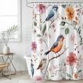 thumbnail image 6 of Orange Blue Birds Shower Curtain Set - 72" x 78" Washable Bathtub Curtain with 12 Hooks, Country Tree Branch Flowers Waterproof Fabric Stall Shower Curtains for Bathroom/Bathtub Décor, 6 of 6