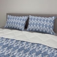thumbnail image 2 of Blue and White Comforter & Sham Bedding Set, Abstract Tie Dye Effect Ikat Shibori Pattern in Bohemian Fashion, 3 pcs Duvet Set Microfiber Filling Quilt, 5 Sizes, Navy Blue and White, by Ambesonne, 2 of 4