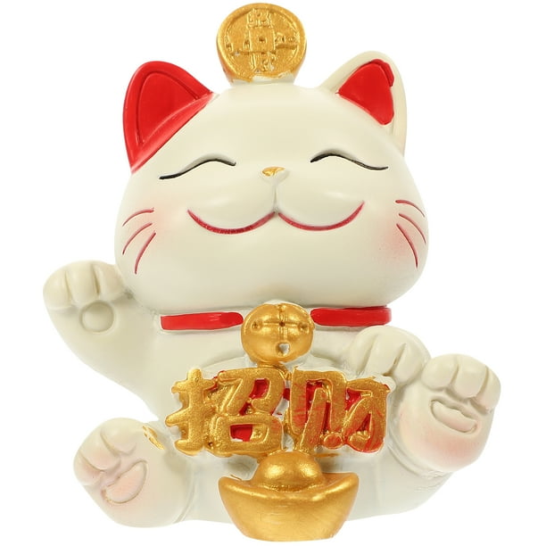 KAKOWELY Figuras de gato de la suerte de resina, decoración de gatos, estatuas de animales de resina