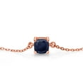thumbnail image 2 of Gem Stone King 18K Rose Gold Plated Silver Blue Sapphire Solitaire Bracelet for Women (1.30 Cttw, Cushion Cut 6MM), 2 of 4