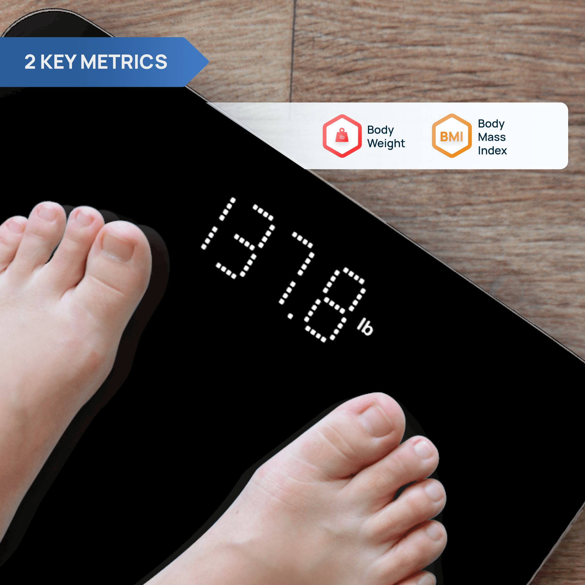 INEVIFIT Smart Premium Bathroom Scale with Bluetooth and Free Tracking INEVIFIT APP 11.8 x 11.8 inch - Black