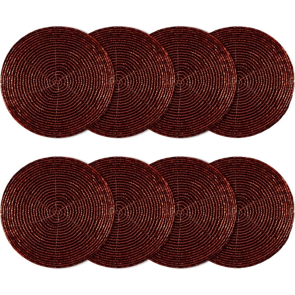 Handmade Beaded Bar Drink Tabletop Protection Coasters - Set of 8 - Harvest Autumn Fall Thanksgiving Holiday Christmas Xmas Celebration Festive Party - 4 in Round