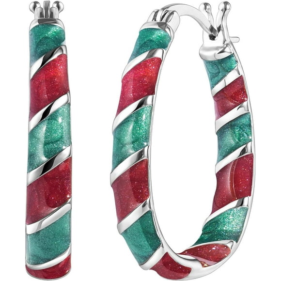 Boucles d'Oreilles pour Femmes Émail Ornement de Vacances Boucle Charme Bijou Cadeau pour Filles, Laiton, Émail