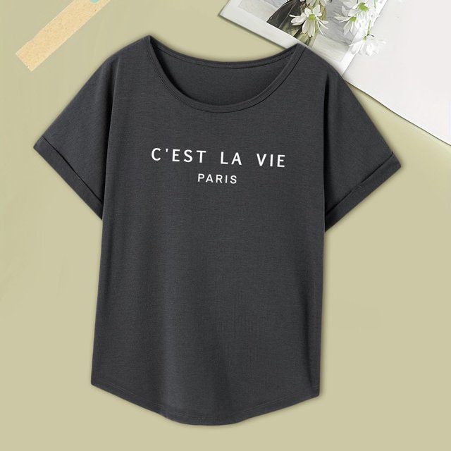 Camiseta de Mujer Camiseta con Cuello Redondo Camiseta Informal clásica de Manga Corta para Mujer para Desplazamientos Uso Diario Mujer XL
