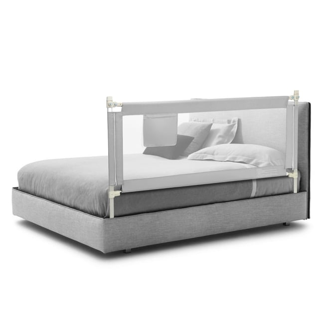Costway Riel de Cama para Niños Barandilla de Seguridad para Cama con Bolsillo Lateral y Altura Ajustable 72,5-101,5 cm