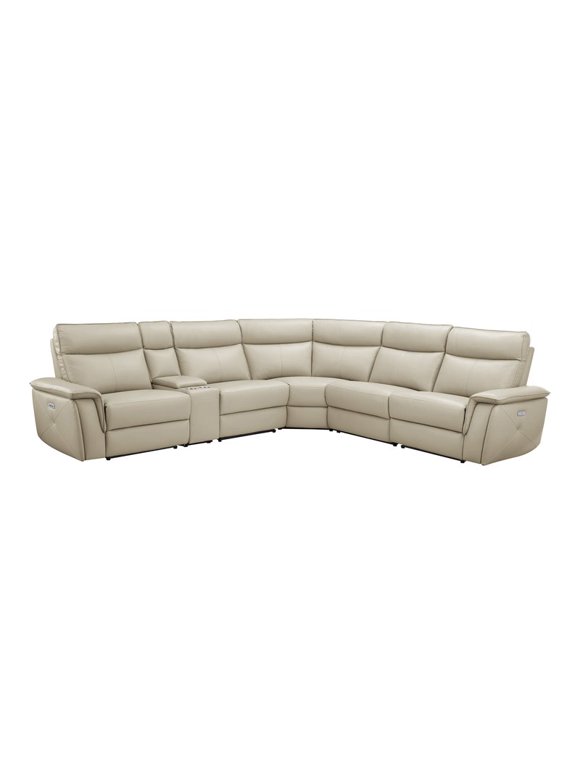 Xander Leather 6 Piece Chaise Sectional Sofa With 2 Power Recliners