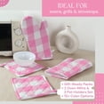 thumbnail image 7 of Softopia Cotton Buffalo Plaid Check Oven Mitts and Pot Holders Set, 100% Cotton, Heat Resistant, 2 Oven Gloves (7x13 Inches) and 2 Hot Pads (8x8 Inches) for Cooking and Baking, Rose Pink White, 7 of 7