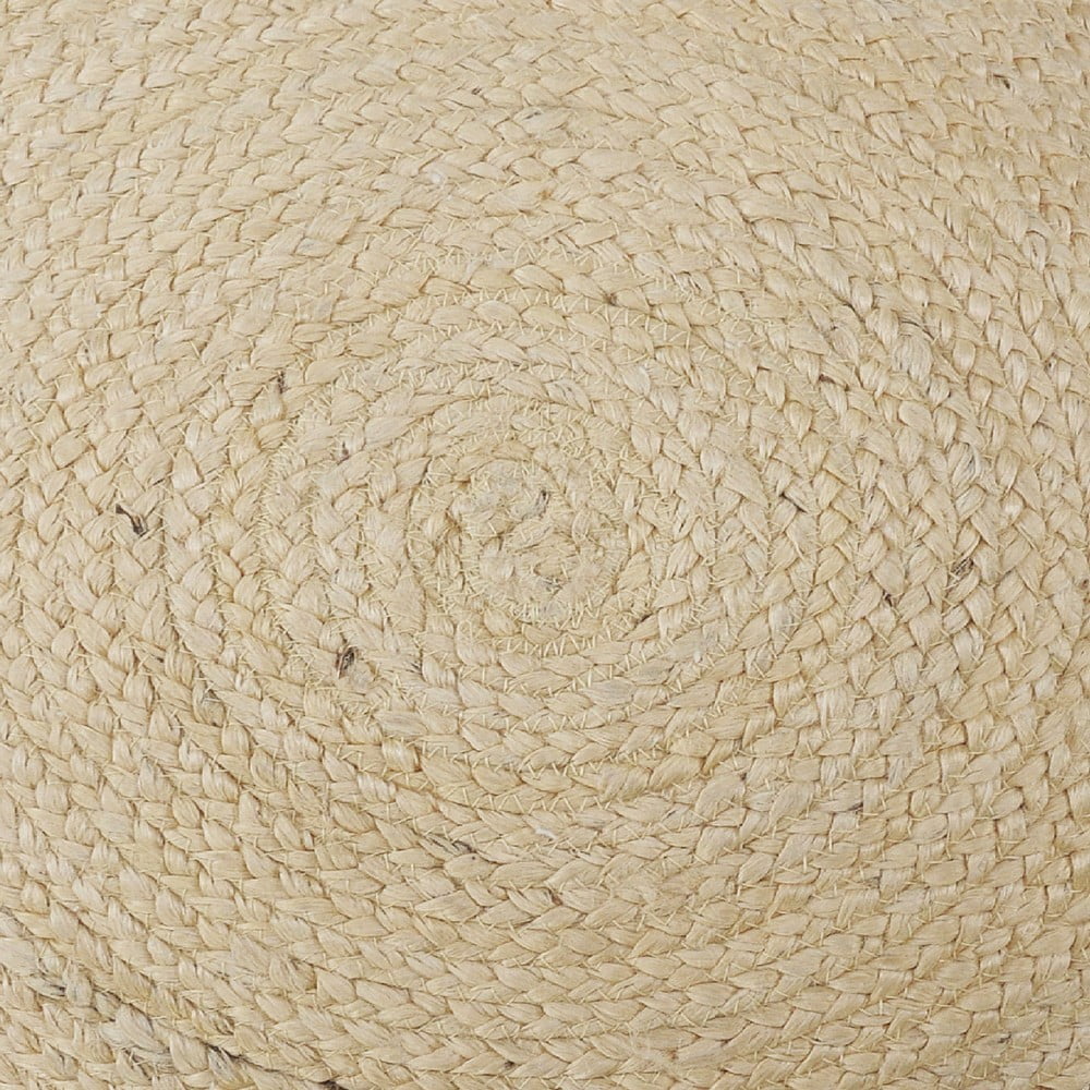 Ox Bay Quade 20" x 20" Natural Solid Jute Pom Pom Bordered Round Adult Decorative Throw Pillow Cover
