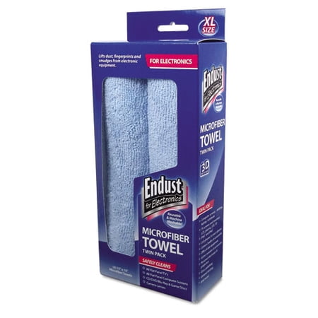 Large-Sized Microfiber Towels Two-Pack, 15 X 15, Unscented, Blue, 2/pack | Bundle of 2 Packs