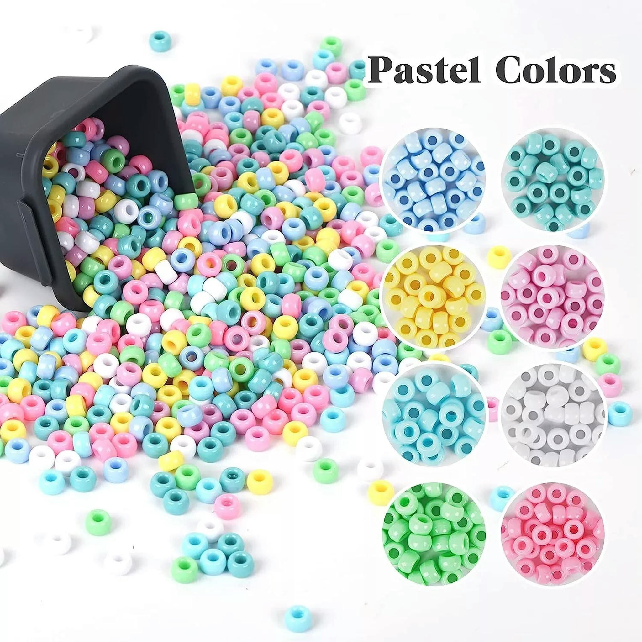 U8MO 1200 Pony Beads Acrylic Assorted Pastel BULK Lot Wholesale Jewelry Supplies Set