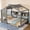 Gray, variant on Full Size Low Profile Floor Bed with Storage Shelf, Wooden House Roof Design Platform Bed, No Box Spring Needed for Bedroom, White