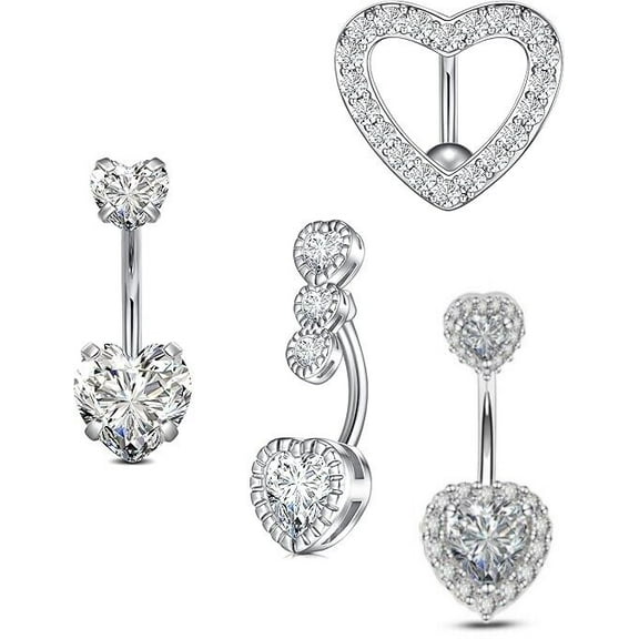 4Pcs Surgical Steel CZ Ball Belly Navel Button Barbell Rings Belly Rings Jewelry