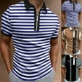 thumbnail image 5 of Relanfenk Male Summer Striped Splice Print T Shirt Turn Down Collar Short Sleeve Tops T Shirt, 5 of 6