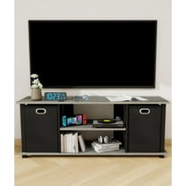 Bedroom TV Stand with 2 Bins, TV Entertainment Center with Storage for TVs Up to 50", Wooden TV Stand for Bedroom, Living Room