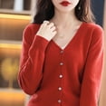thumbnail image 6 of Nestiefly Womens Button Down Cardigan Sweater Casual Soft V Neck Work Sweaters Lightweight Knit Tops Fall Clothes Wine S, 6 of 6