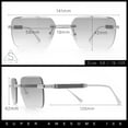 thumbnail image 3 of Mens Luxury Urban Gangster Beveled Rimless Rectangle Sunglasses Silver - Blue, 3 of 8