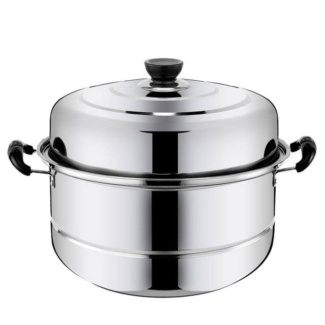 OUNONA Double Steamer Pot Boiler Stainless Steel Food Cooking Pan Insert Soup Small Steam Lid