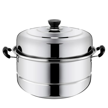

1Pc Stainless Steel Steam Pot Double-layered Food Steamer Stockpot Soup Pot