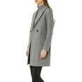 thumbnail image 3 of Allegra K Women's Double Breasted Lapel Raglan Long Sleeve Mid Length Overcoat XL Grey, 3 of 9