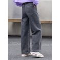 thumbnail image 4 of Aislor Kids Girls Casual Denim Jeans with Elastic Waistband Loose Straight Wide Leg Baggy Jeans, 4 of 5