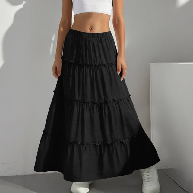 Falda de verano para niños, color sólido, relajada, deportiva, cintura elástica, nudo, falda completa, vestido midi para niños, falda para niños