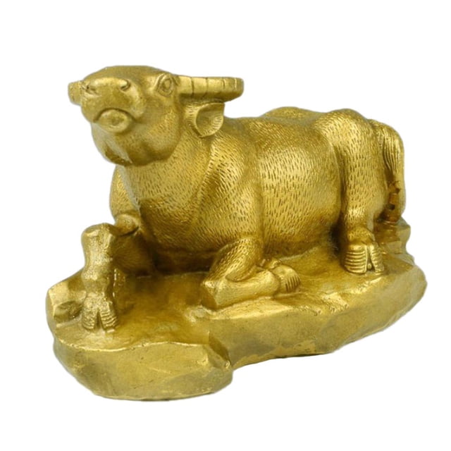 Encimera chino 12 zodiaco cobre coleccionables decoración estatua Ganado Gloria Ornamento animal del zodiaco chino