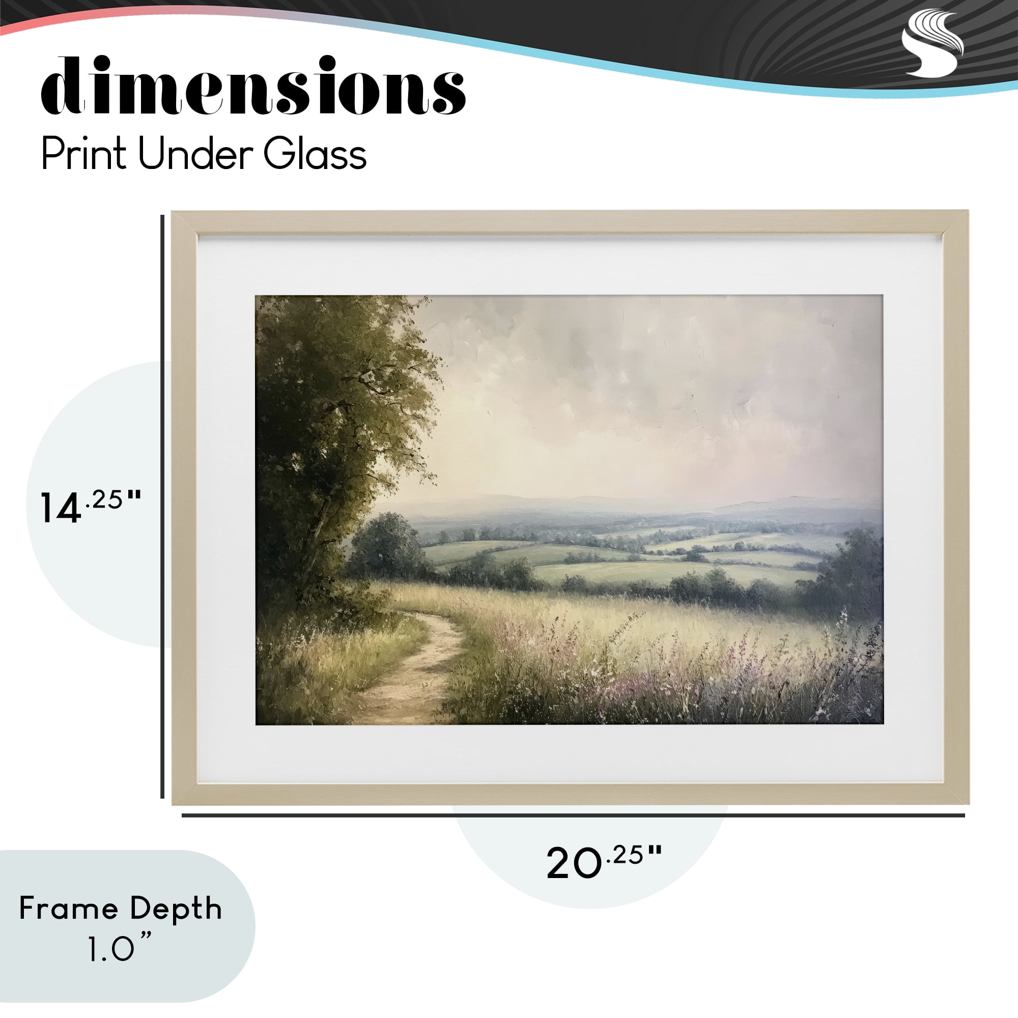Stupell Industries Rolling Farmlands in Distance Birch Framed Print Under Glass, design by Petal Prints Design