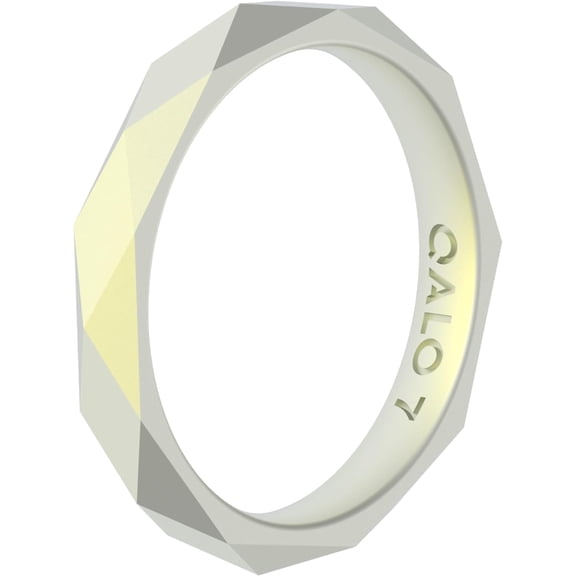 QALO Women's Rubber Silicone Ring, Stackable Geo Rubber Wedding Ring for Women, Breathable, Durable Engagement Silicone Band, 3.5mm Wide 2.5mm Thick, Holographic White, Size 7