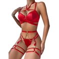 thumbnail image 5 of Sexy Pu Leather Strappy Underwire Garter Belt Lingerie Set, 5 of 5