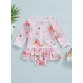 thumbnail image 2 of Bagilaanoe 6M-4T Baby Girl One Piece Swimsuits Kids Zipper Rush Guard Swimshirts Quick Dry Long Sleeve Swim Shirt Toddler Swimwear Bathing Suit Ruffled Beachwear, 2 of 8