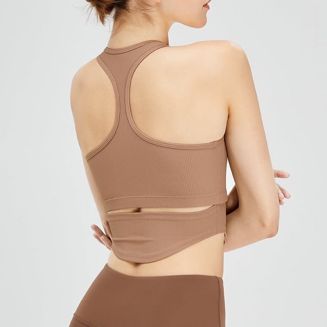 Top deportivo de fitness con forma de I y espalda de belleza para yoga, ropa interior deportiva para correr con cuello halter