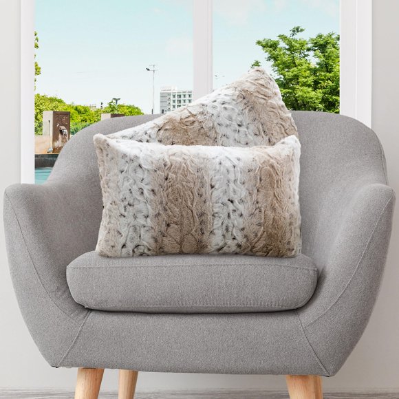 Throw Pillows Cheer Collection, piel sintética con estampado de leopardo de las nieves