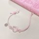 thumbnail image 1 of Pulsera de resina rosa con diseño de gato Hello Kitty para mujer y niña, cuerda rosa tejida hecha a mano, etiqueta de la suerte de plata, regalo de joyería, 1 of 4
