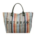 thumbnail image 1 of Bolso tote ligero con estampado de letras a rayas, ideal para vacaciones, ciudad, verano y negocios. Verde, 1 of 9