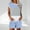 Light Blue, variant on Sakmal High Waisted Shorts Sets for Women 2 Piece Outfits Blue Color Block Stretchy Shorts for Women with Pockets