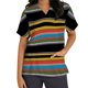 thumbnail image 1 of Tops de mujer Blusa de manga corta con cuello en V Uniforme de trabajo Estampado de rayas con blusa de tres bolsillos Pompotops hkajfhjk463920, 1 of 4