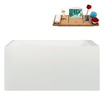 51" Streamline B-516-241-BGM Soaking Glossy White Freestanding Tub and Tray With Internal Drain in Brushed GunMetal